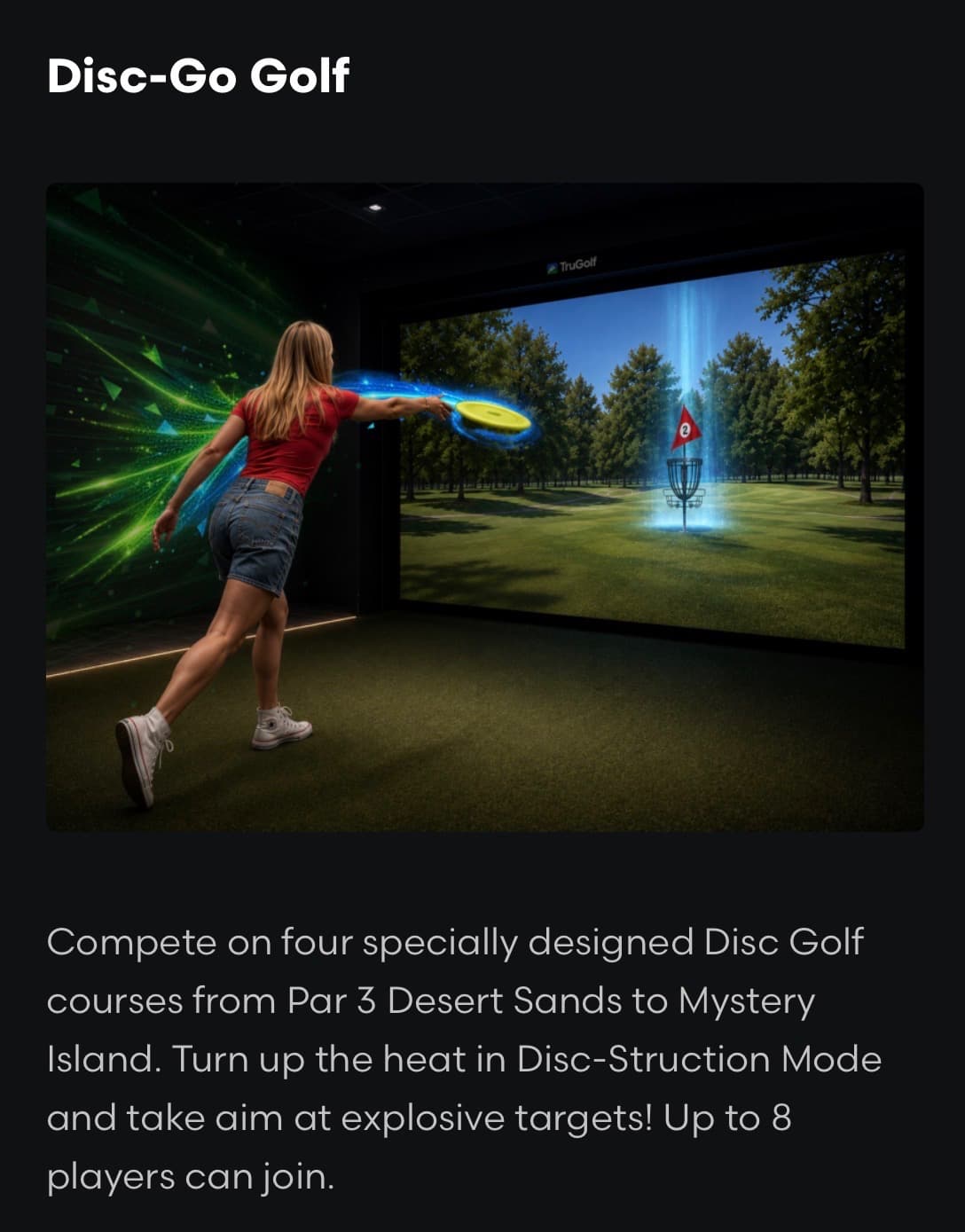 Player throwing a disc toward a projected disc golf basket